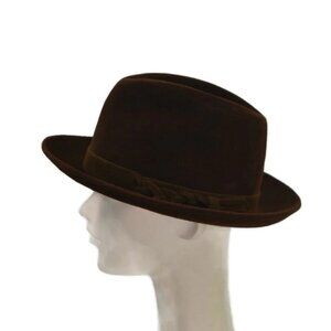 Vintage Peschel Brown Fedora Hat Mens M Wool Felt Made In Czechoslovakia